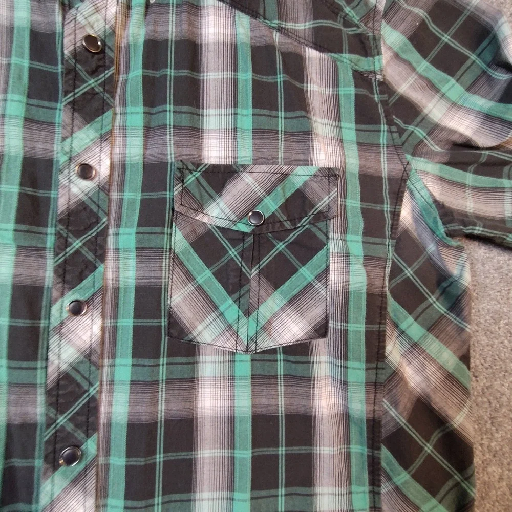 Helix Mens Shirt Multicolor L Plaid Long Sleeve Button Up Collared Athletic Fit